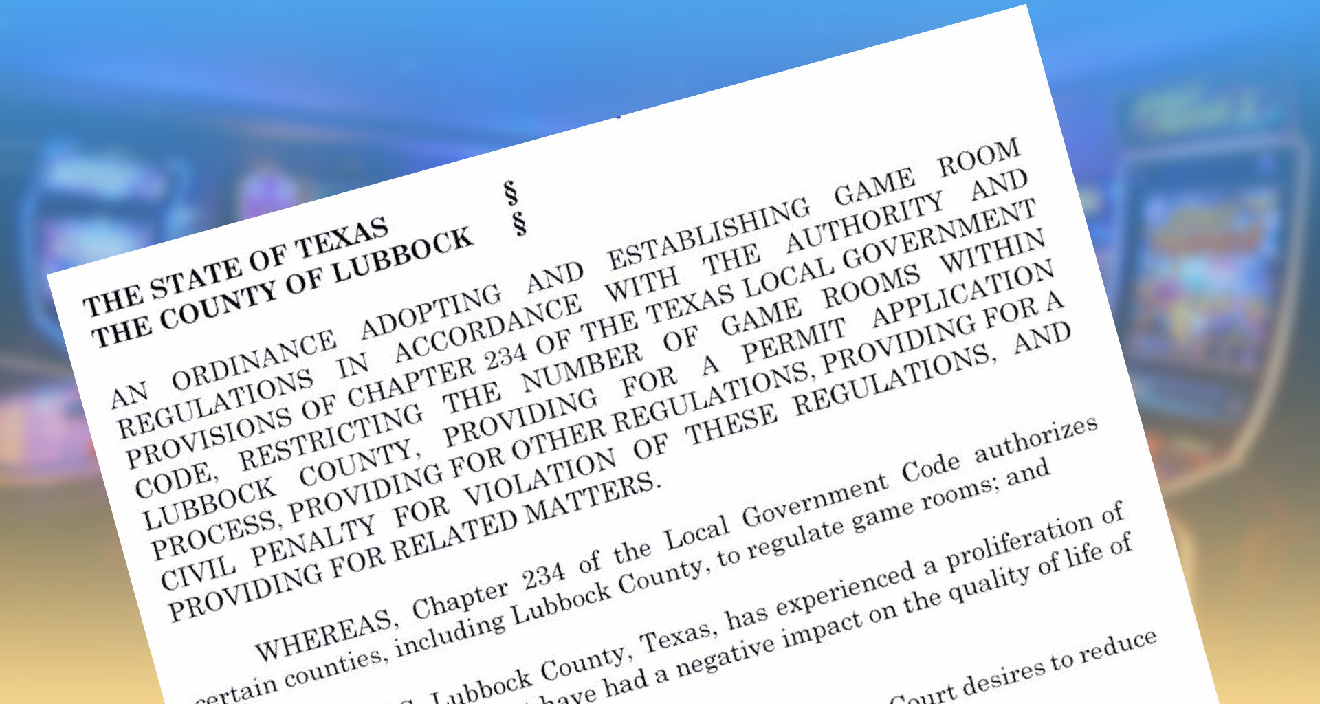 Owner planning to sue Lubbock County after commissioners update game room rules