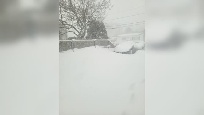 Heavy snow on Monday morning in Providence, Rhode Island.