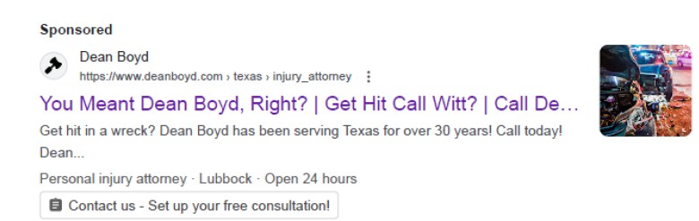 Screen capture, Witt v Boyd in Lubbock, Texas.