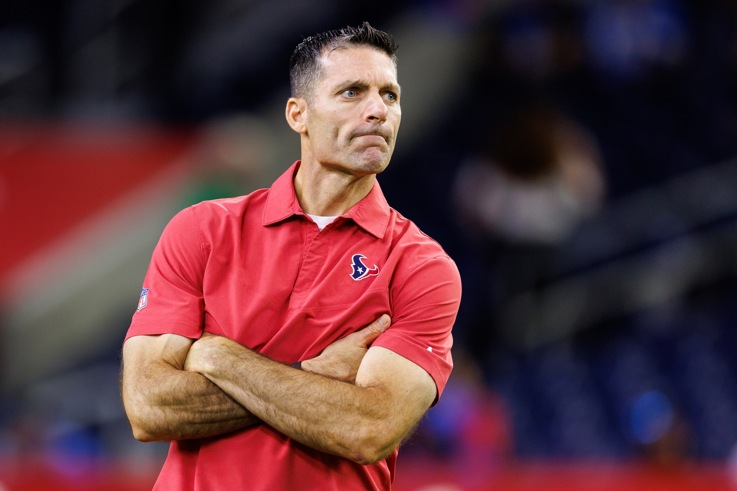 HOUSTON, TEXAS - NOVEMBER 10: General manager Nick Caserio of the Houston Texans stands on the field prior to an NFL football game against the Detroit Lions at NRG Stadium on November 10, 2024 in Houston, Texas. (Photo by Brooke Sutton/Getty Images)