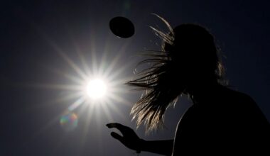 Shale Harris, 15, throws a pass as she tries out for the Redondo Union High School girls flag football team on Thursday, Sept. 1, 2022, in Redondo Beach, Calif. (AP Photo/Ashley Landis)