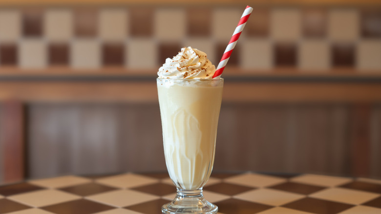 Milkshake on diner table