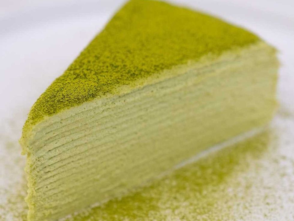 Green tea mille cake at Mango Mango