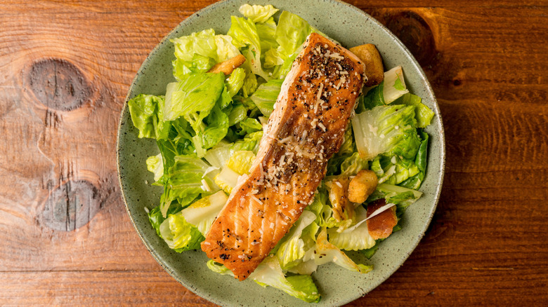Salmon Caesar salad