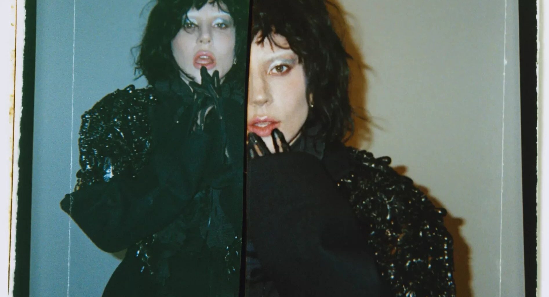 Lady gaga poses in all black outfit for promotional image for her Mayhem album