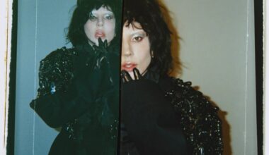 Lady gaga poses in all black outfit for promotional image for her Mayhem album