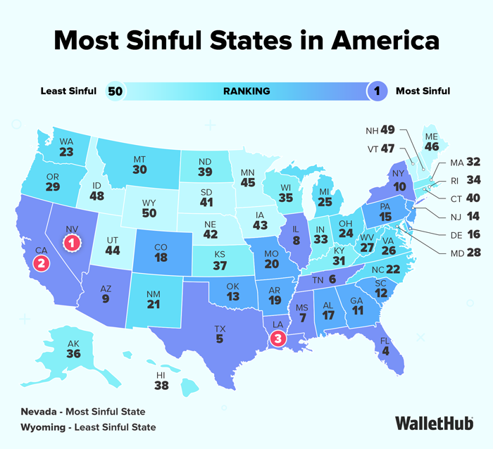 Most Sinful States in America
