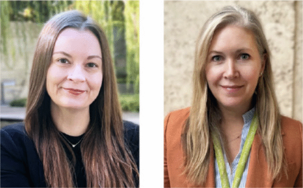 Side-by-side portraits of arts professionals Vanessa Hadox and Amy Henry.