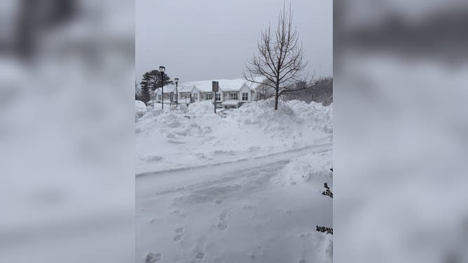 Over 2 feet of snow reported in Islip, NY with drifts adding to the mounds on Feb. 23, 2026.