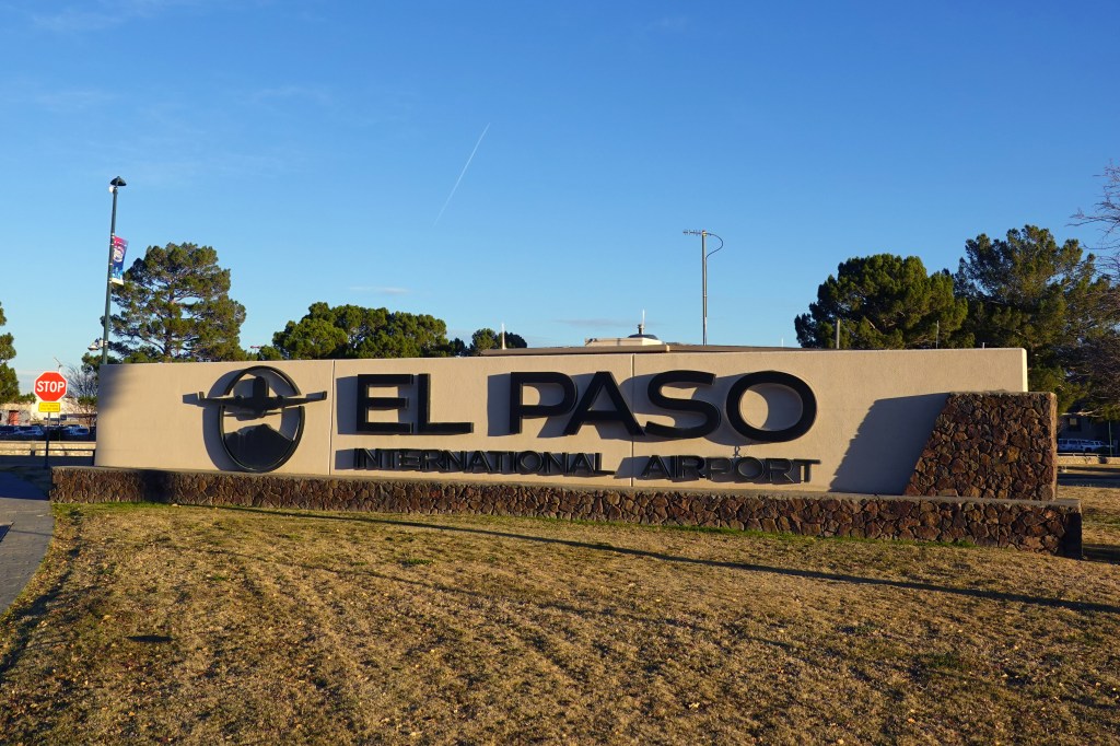 Sign for El Paso International Airport.