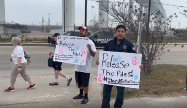 Two brothers protest outside Port of Corpus Christi ahead of Trump visit