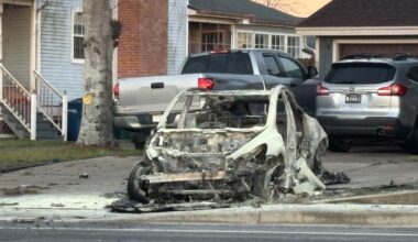 Tesla sedan fire causes road closure on Ennis Joslin Road