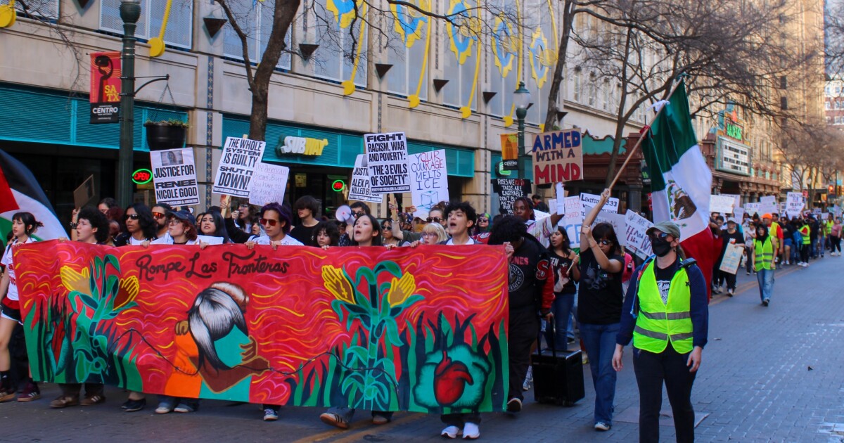 San Antonio students hold anti-ICE press conference and march on Presidents Day