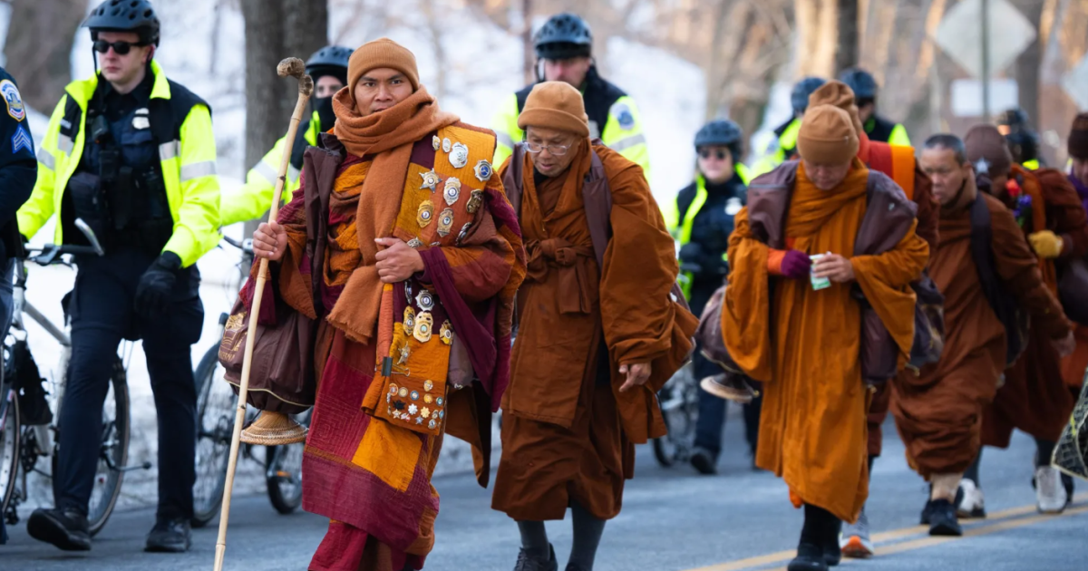 Watch Fort Worth monks arrive in Washington, DC, Walk for Peace enters the capital