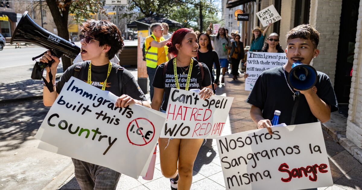 Austin students rally to protest ICE on Presidents Day