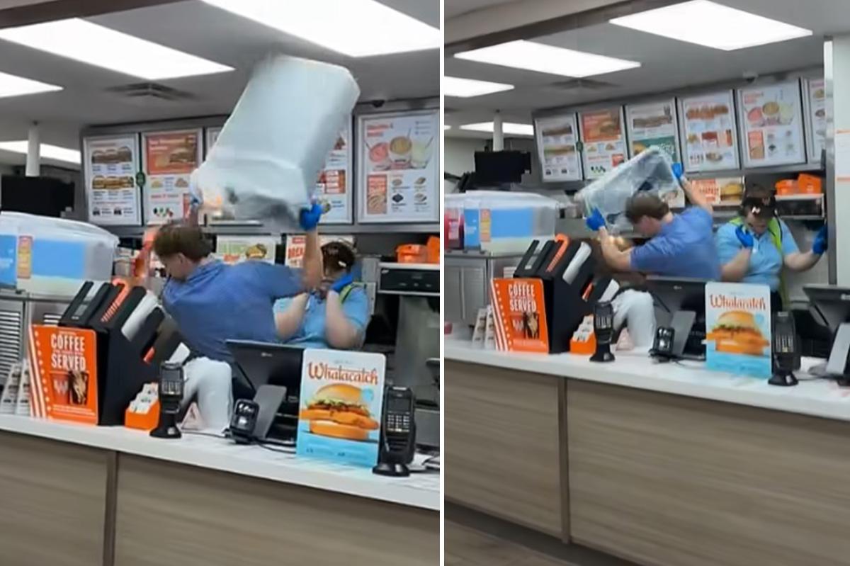 Viral video shows Texas Whataburger workers beat unruly customer with trash can, fry basket after alleged drunken attack