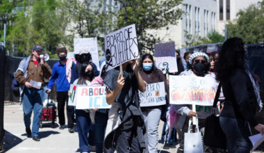 Students protest Board of Regents meeting calling for divestment, sanctuary campus
