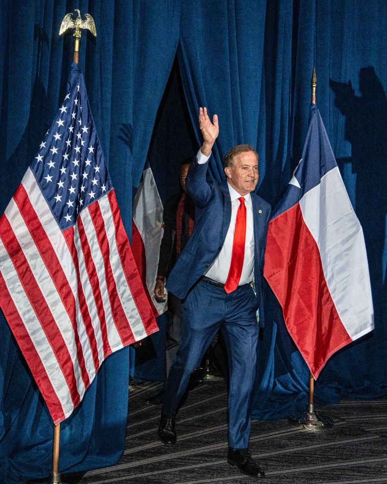 Texas Attorney General Ken Paxton walks onstage at his election night watch party in Dallas on March 3.