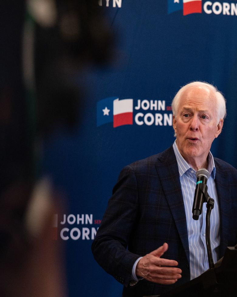 Sen. John Cornyn during a Texas primary election night news conference in Austin on March 3.