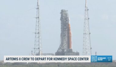 Artemis II crew departs Houston on their way to Kennedy Space Center for upcoming launch