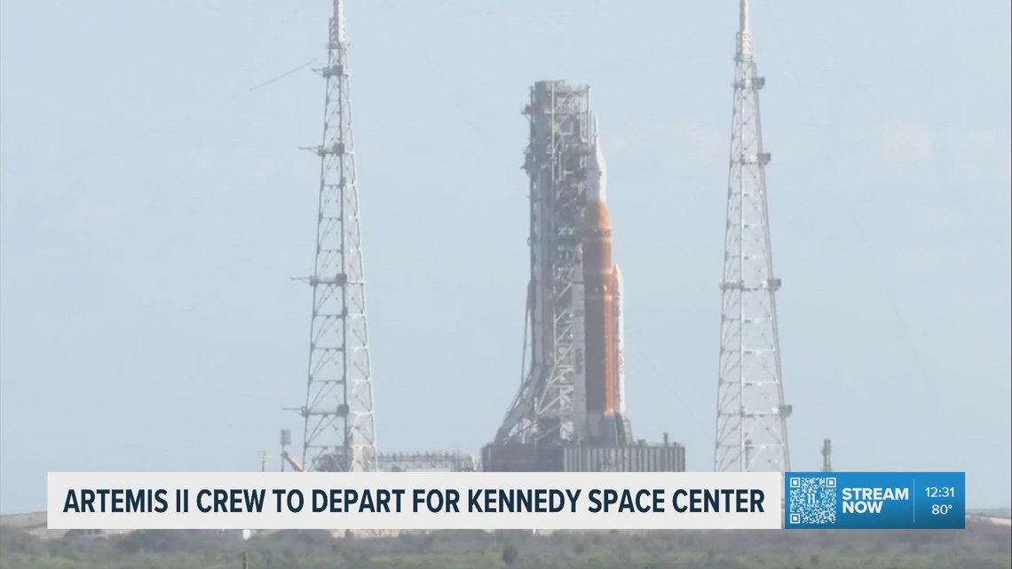 Artemis II crew departs Houston on their way to Kennedy Space Center for upcoming launch