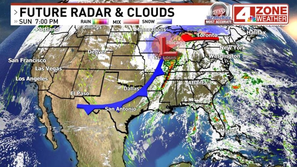 Blizzard in Midwest pushing cold front across Texas