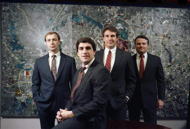 Jan. 10, 1988: From left, Sam Brous, Terry Montesi, Pat McDowell and Jack Huff of the commercial real estate company Huff, Brous, McDowell & Montesi Inc., which formed in 1986. The company posted a profit in 1987 and planned to hire property managers in 1988.