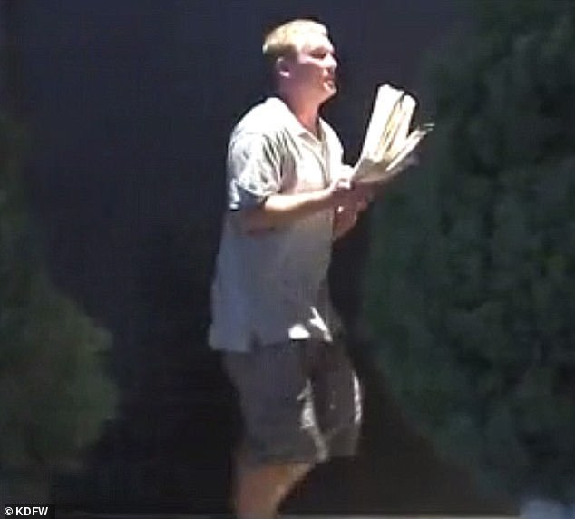 Authorities found him in 2018 pacing and scattering numerous handwritten leaflets outside