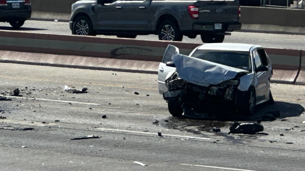 Five-car collision on I-10 West leaves three injured and one in serious condition. (Credit: KFOX14/CBS4)