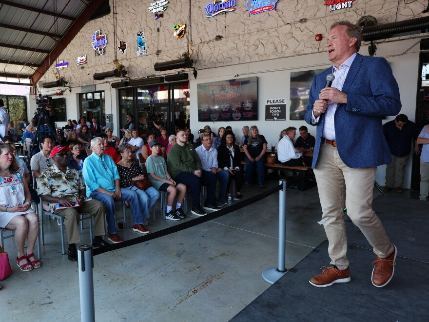 Texas Attorney General Ken Paxton campaigns as a Republican candidate for U.S. Senate at an event on February 28, 2026 in Fort Worth, Texas. Paxton will be running against Sen. John Cornyn (R-TX) and Rep Wesley Hunt (R-TX) for the Senate seat on the March 3rd primaries.