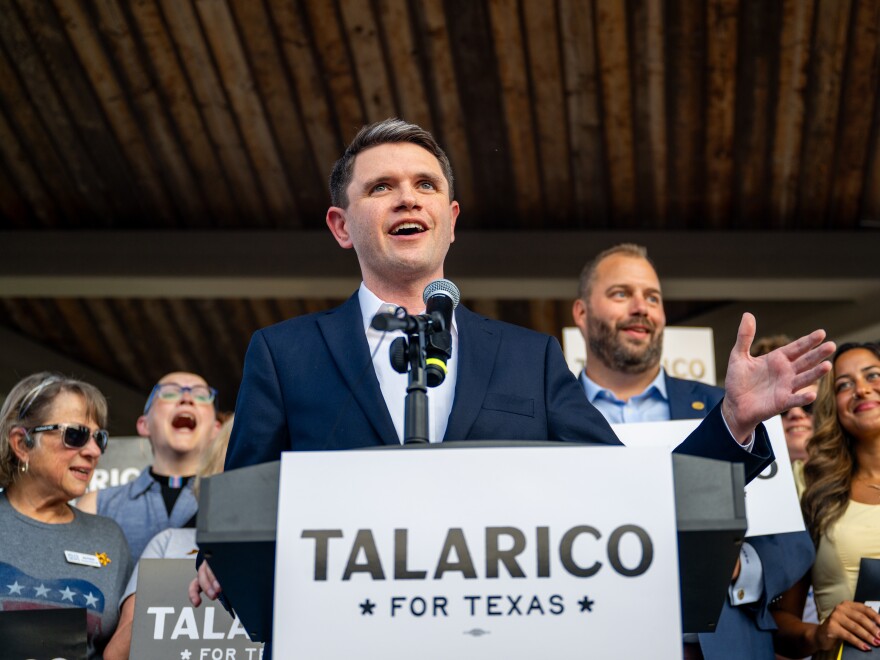 Democratic Texas State Rep. James Talarico speaks during a campaign launch rally on September 9, 2025 in Round Rock, Texas.