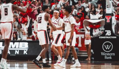 Christian Anderson and Donovan Atwell are interviewed by CBS analyst Jim Spanarkel after a win over Iowa State.
