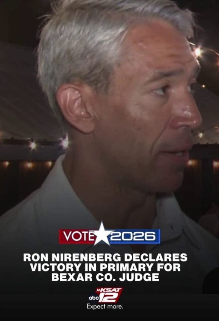 Former San Antonio Mayor Ron Nirenberg declares victory over Bexar County Judge Peter Sakai in Democratic primary