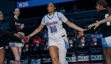 TK Pitts dribbling basketball vs. UCF defender