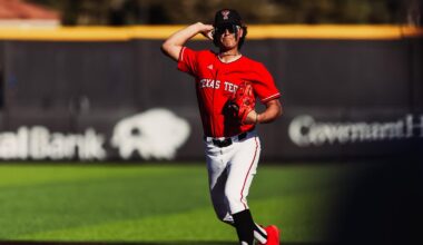 Robin Villeneuve celebrates one of his two home runs he hit in Sunday's contest vs. CSU Bakersfield