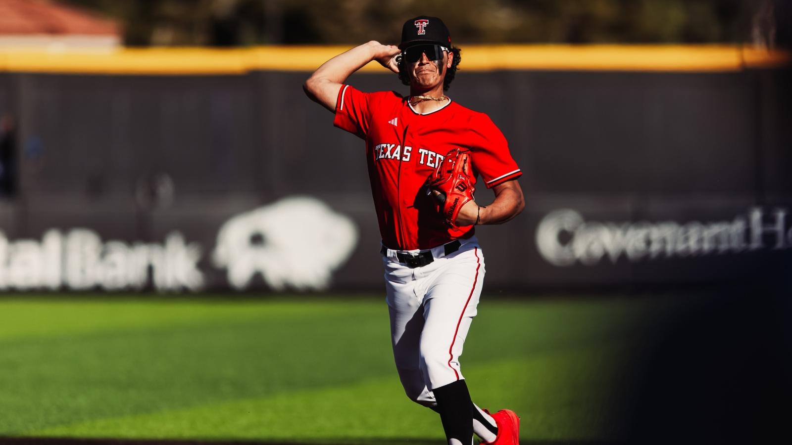 Robin Villeneuve celebrates one of his two home runs he hit in Sunday's contest vs. CSU Bakersfield