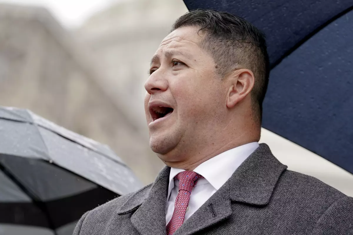 FILE - Rep. Tony Gonzales, R-Texas, speaks during a news conference Dec. 7, 2022, on Capitol Hill in Washington.