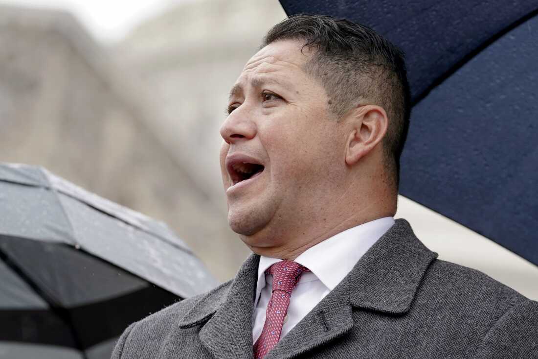 FILE - Rep. Tony Gonzales, R-Texas, speaks during a news conference Dec. 7, 2022, on Capitol Hill in Washington.