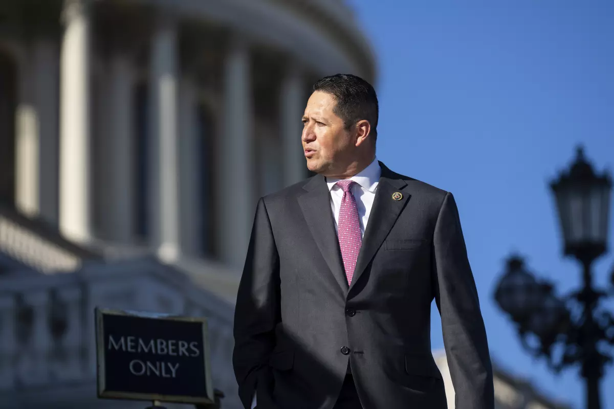 FILE — Rep. Tony Gonzales, R-Texas, walks down the House steps at the U.S. Capitol in Washington. Gonzales is facing political fallout following allegations involving a former staffer.