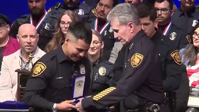 SAPD officer honored for rushing wounded officer to hospital during Stone Oak shooting