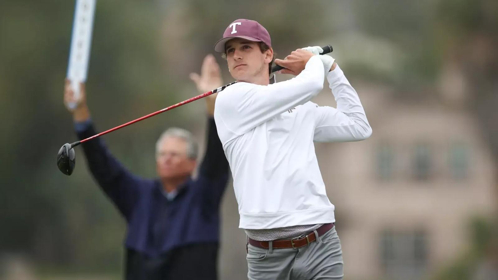 Aaron Pounds eyeballs a putt in the first round of the John A. Burns Intercollegiate