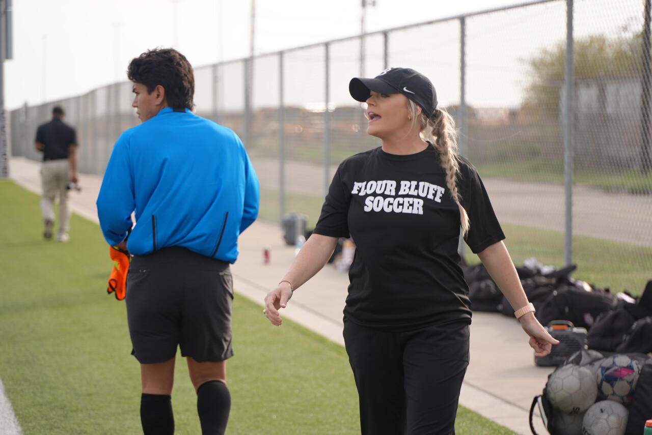 Flour Bluff girls soccer head coach Chelsea Spoor