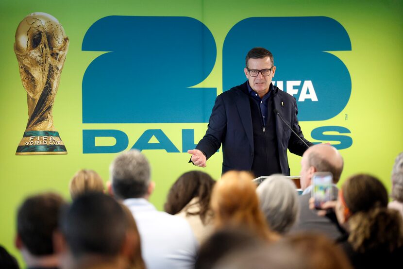 FIFA Chief Event Operations Officer Heimo Schirgi speaks to the media during a press...