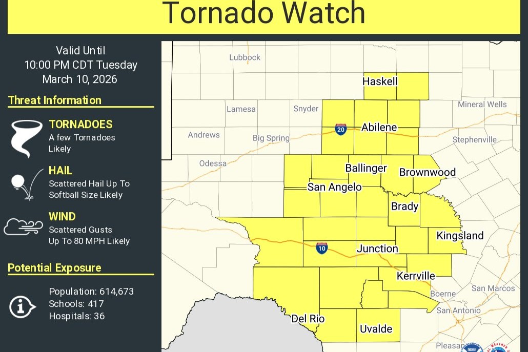 Tornado watch for Hill Country Tuesday night, Austin under storm risk
