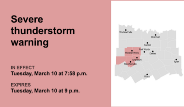 UPDATE: Severe thunderstorm warning in place for North Texas Tuesday night