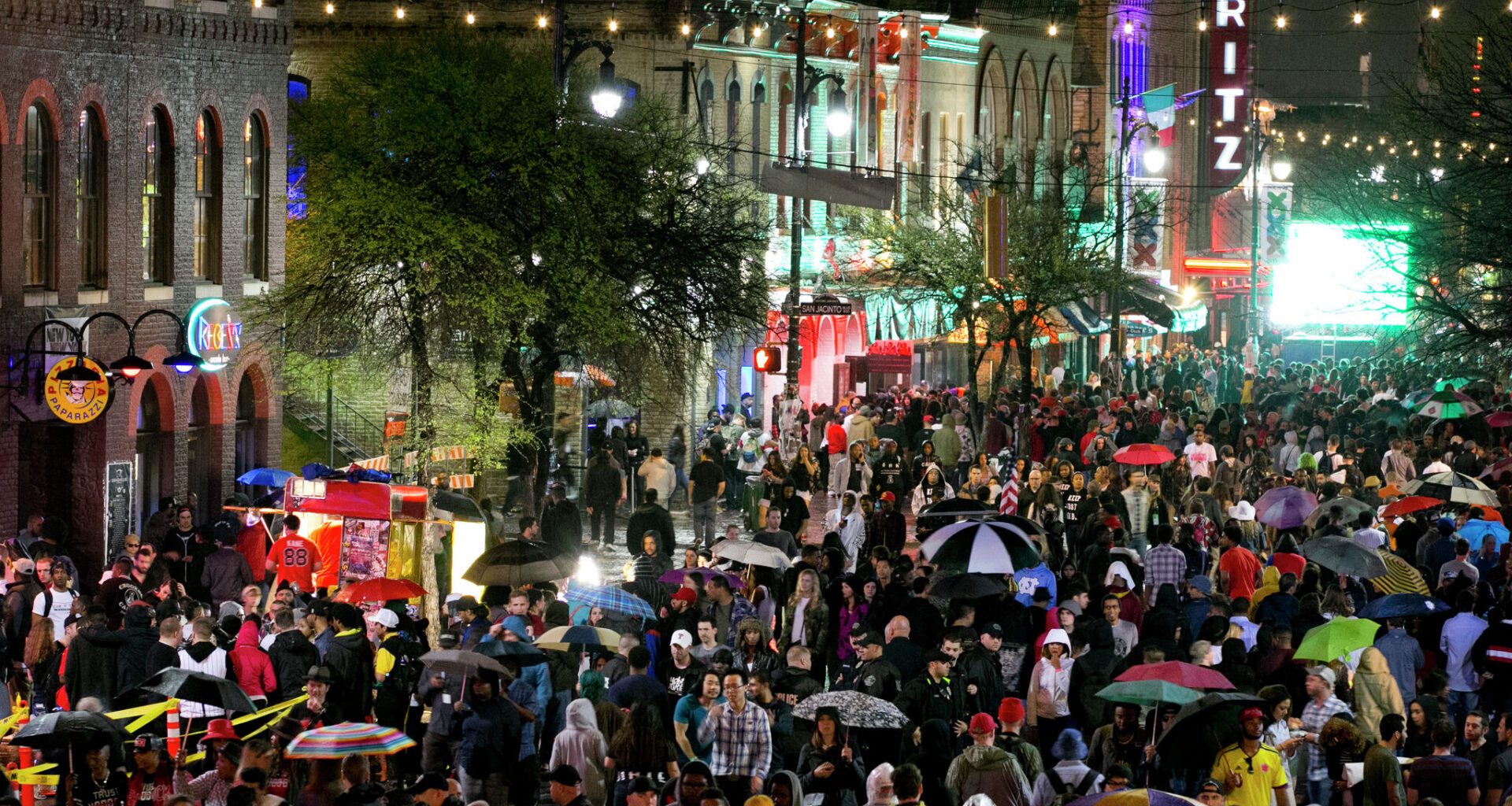 Map of street closures in downtown Austin