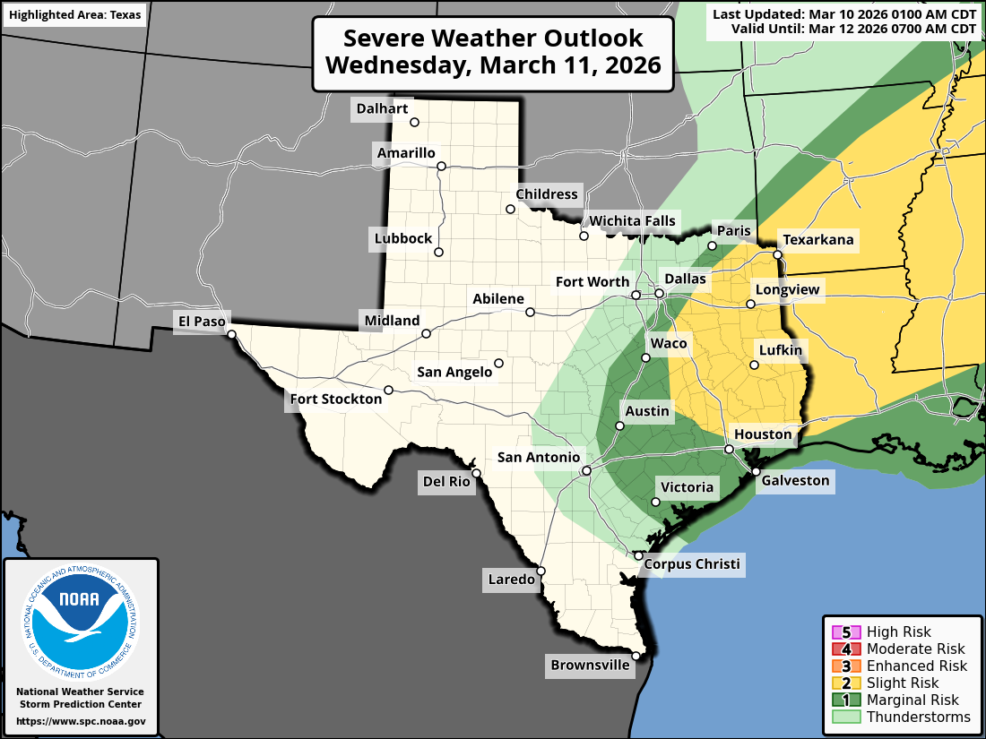 Strong storms possible through midday Wednesday