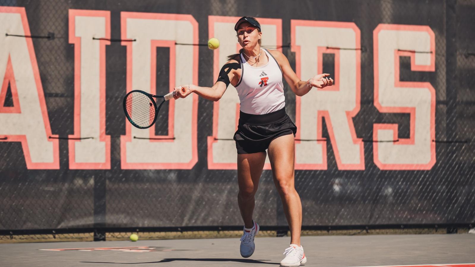 Polina Sleptsova yelling after winning her doubles match.