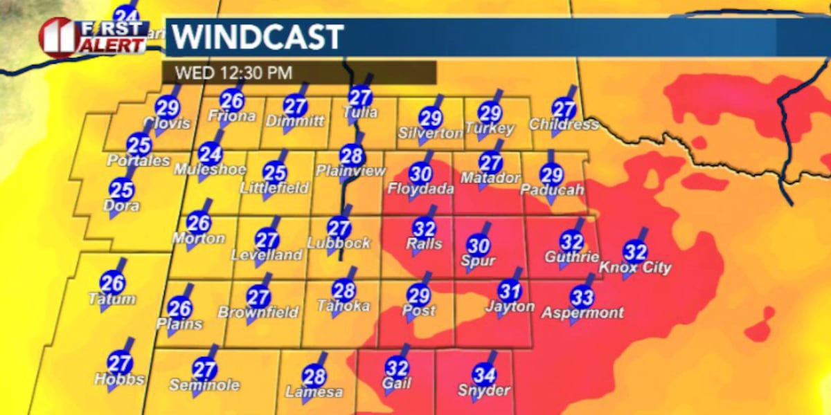 Cooler, very windy Wednesday ahead as cold front moves in