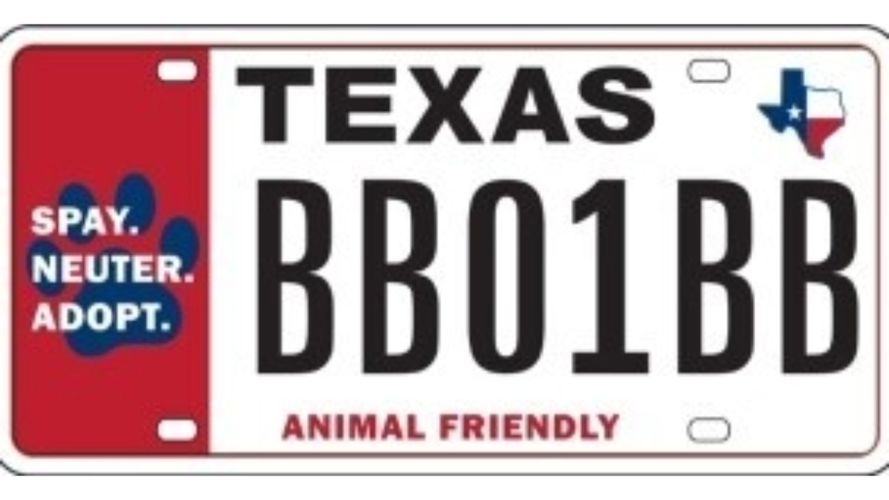 New Texas Animal-Friendly license plate design supports spay/neuter initiatives